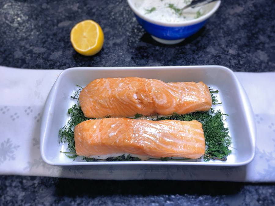 Slow Roasted Salmon With Dill Sauce Recipe Cuisine Fiend